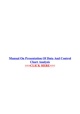 Manual On Presentation Of Data And  Control Chart Analysis  E2554 and Control Chart Techniques