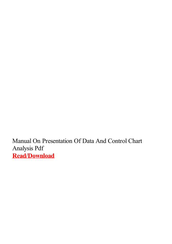manual on presentation of data and control chart analysis