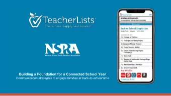 Building a Foundation for a Connected School Year  Communication strategies to engage families at