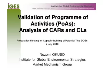 Validation of Programme of  Validation of Programme of  g  Activities (  Activities (PoAs  PoAs):