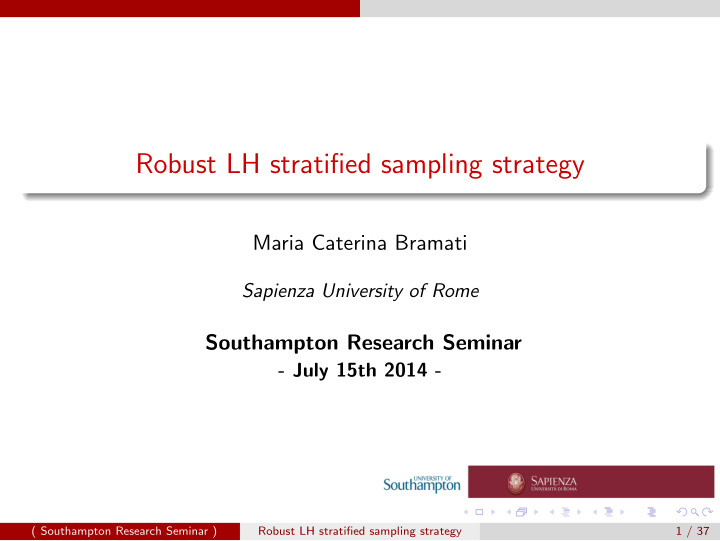 robust lh stratified sampling strategy