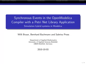 Synchronous Events in the OpenModelica  Compiler with a Petri Net Library Application  Simulation