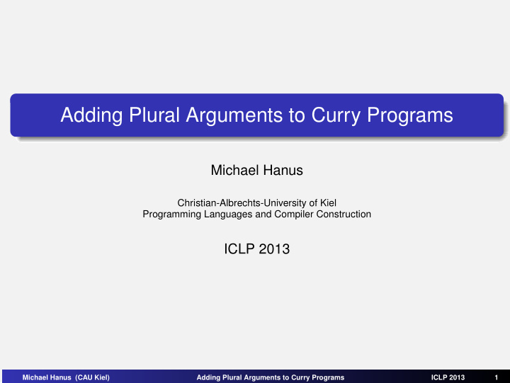 adding plural arguments to curry programs