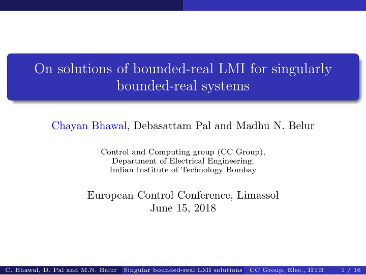 on solutions of bounded real lmi for singularly bounded