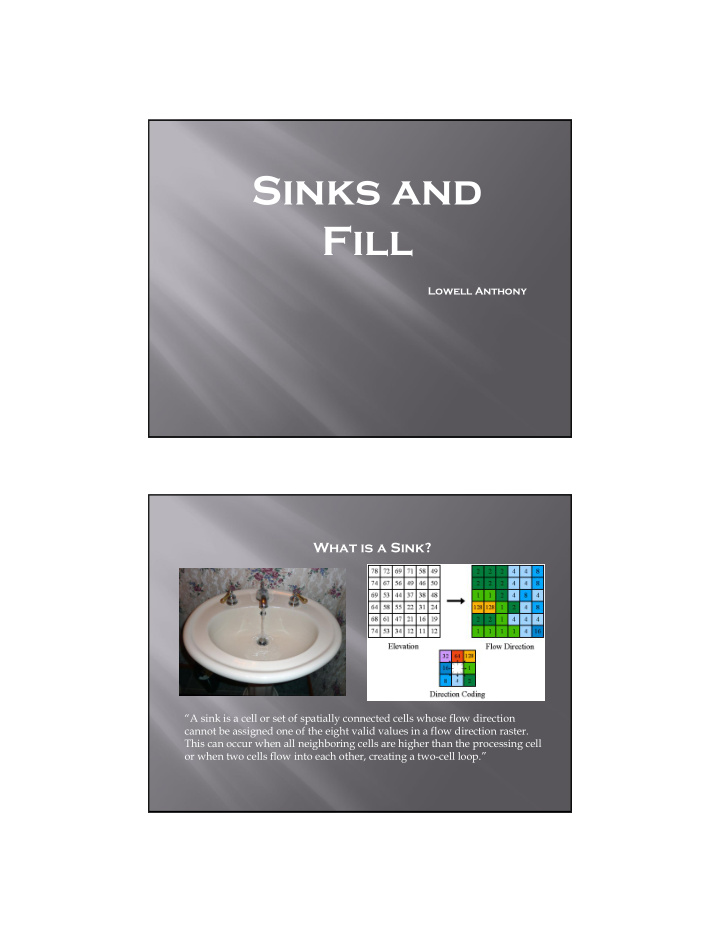 sinks and fill