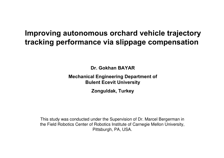 improving autonomous orchard vehicle trajectory tracking