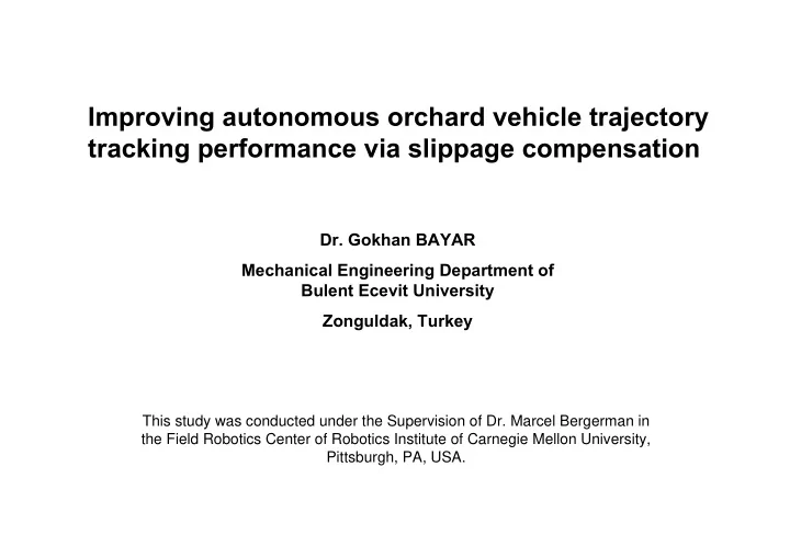 improving autonomous orchard vehicle trajectory tracking