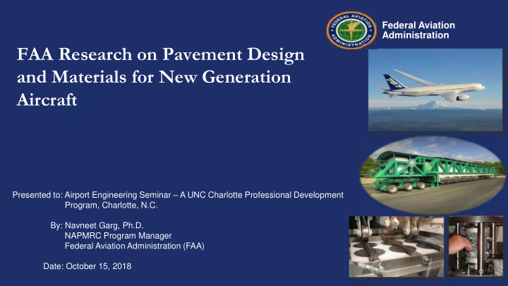 faa research on pavement design and materials for new
