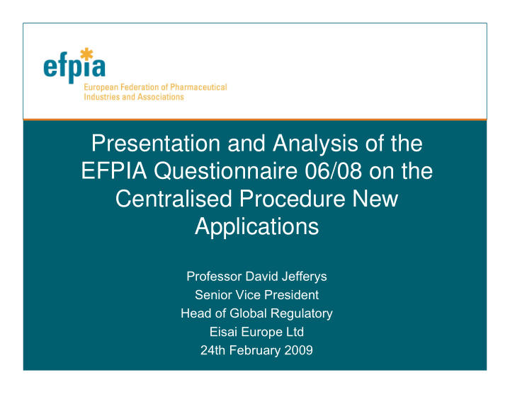 presentation and analysis of the efpia questionnaire 06
