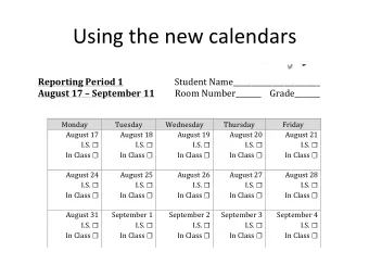 Using  the  new  calendars   !&quot;#$%&amp;'()*$%#+#,(-*#.*% ( (