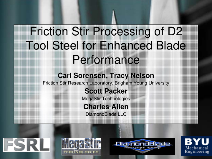 friction stir processing of d2 tool steel for enhanced