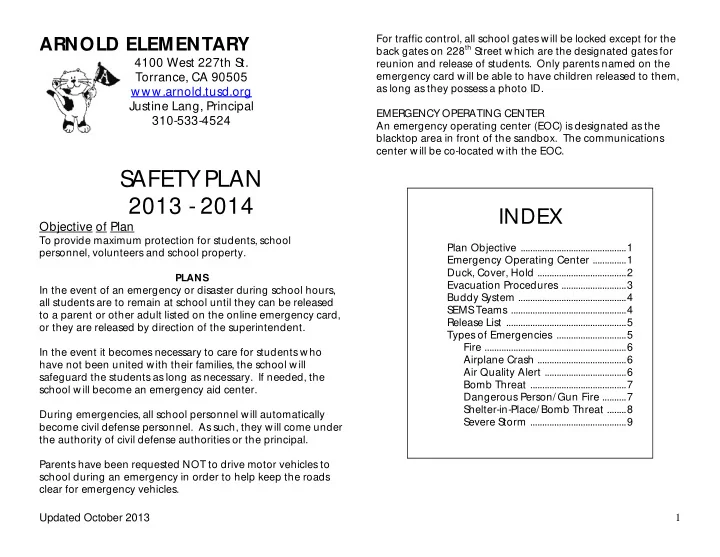 s afety plan
