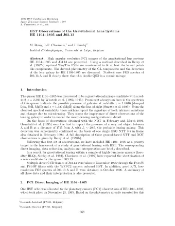 HST Observations of the Gravitational Lens Systems HE 1104  1805 and J03.13 M. Remy, J.-F.