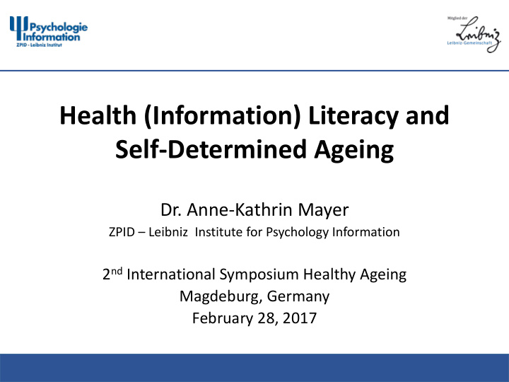 health information literacy and self determined ageing