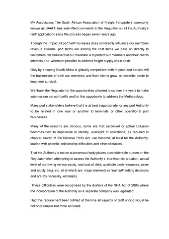 My Association; The South African Association of Freight Forwarders commonly  known as SAAFF has