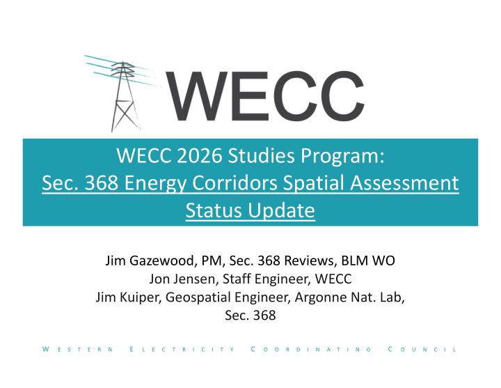 wecc 2026 studies program sec 368 energy corridors