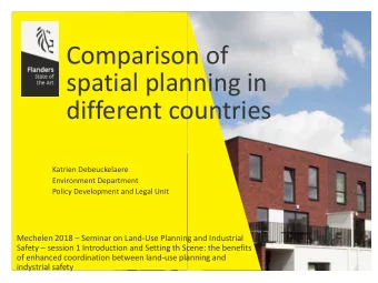 Comparison of  spatial planning in  different countries  Katrien Debeuckelaere  Environment
