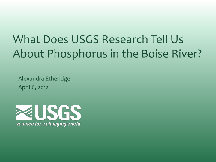 about phosphorus in the boise river