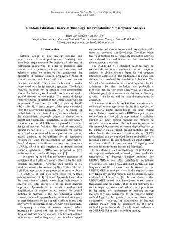 Random Vibration Theory Methodology for Probabilistic Site Response Analysis Hieu Van Nguyen a ,