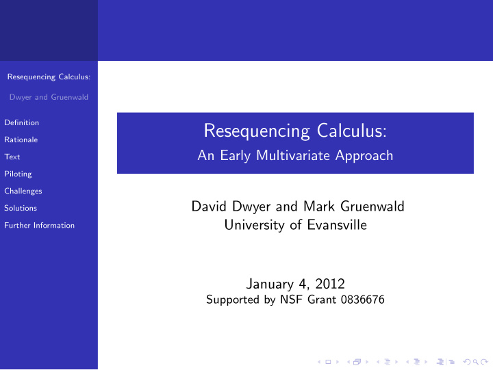 resequencing calculus