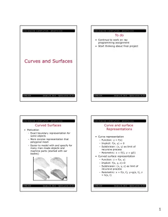 Curves and Surfaces  CMSC 635                       January 15, 2013     Spline curves #/23