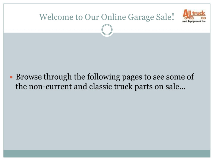 welcome to our online garage sale