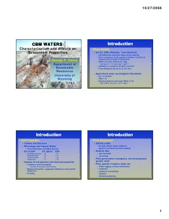 Introduction  Introduction  CBM WATERS  CBM WATERS  CBM WATERS:  CBM WATERS  Characterization and