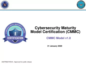 Cybersecurity Maturity  Model Certification (CMMC)  CMMC Model v1.0  31 January 2020  DISTRIBUTION