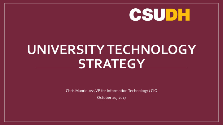 university technology strategy
