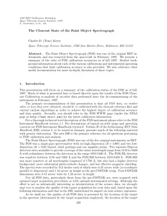 The Closeout State of the Faint Object Spectrograph  Charles D. (Tony) Keyes  Space Telescope