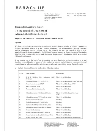 B S R &amp; Co. LLP  Chartered Accountants  Telephone +91 (22) 4345 5300  5th Floor, Lodha Excelus,