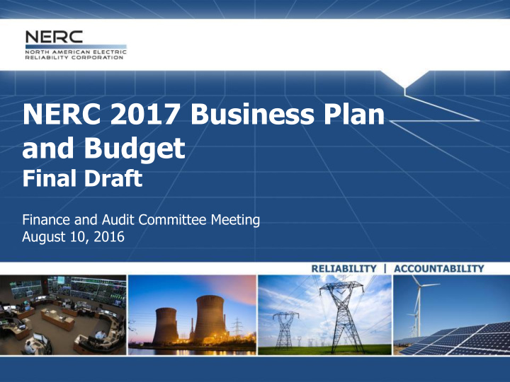 nerc 2017 business plan and budget