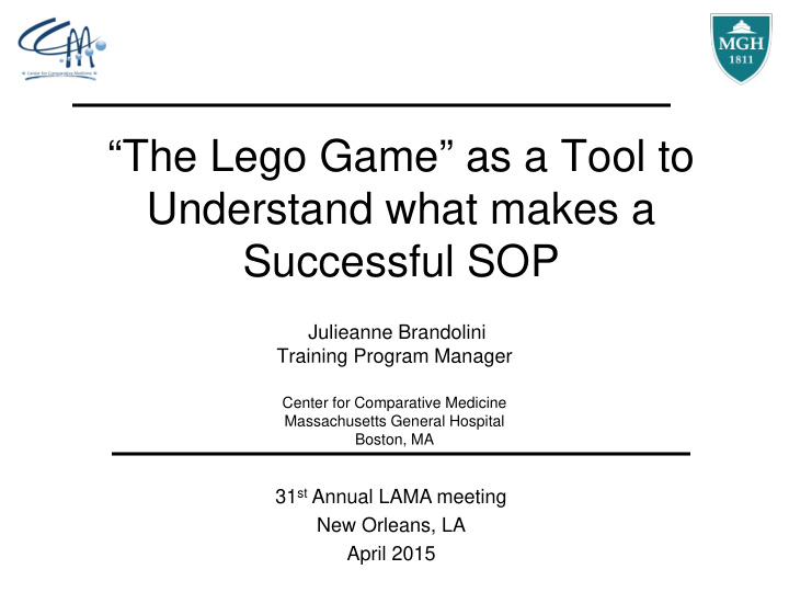 the lego game as a tool to understand what makes a