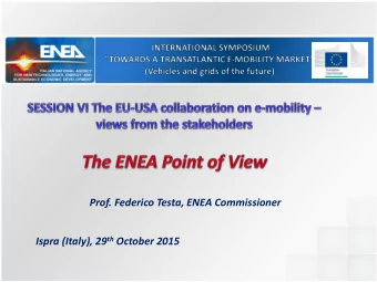 Prof. Federico Testa, ENEA Commissioner Ispra (Italy), 29 th October 2015  Personal congratulations