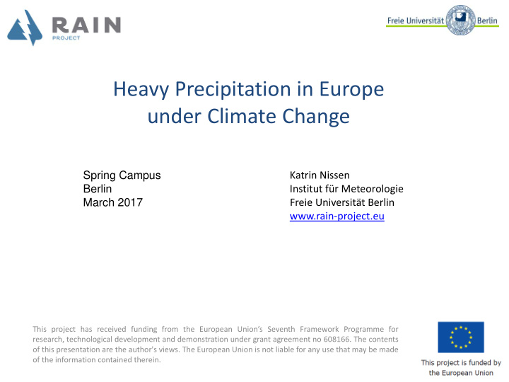heavy precipitation in europe under climate change