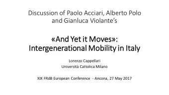 And  d Yet  et it Mov  oves:  :  Inter  tergen  enerati  tional Mob  obility  ty in  n Ita