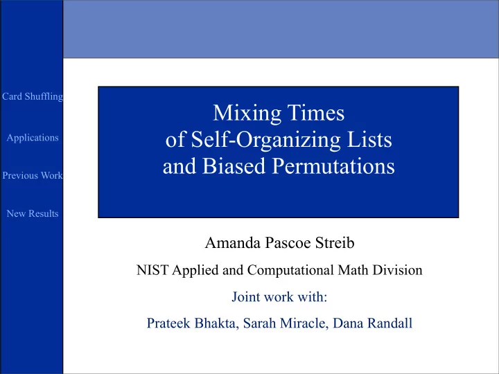 mixing times of self organizing lists