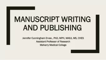 MANU  ANUSCR  SCRIPT WR  WRITING  NG  AND PU  AND PUBL  BLISH  SHING  Jennif  nifer  er C  Cunning