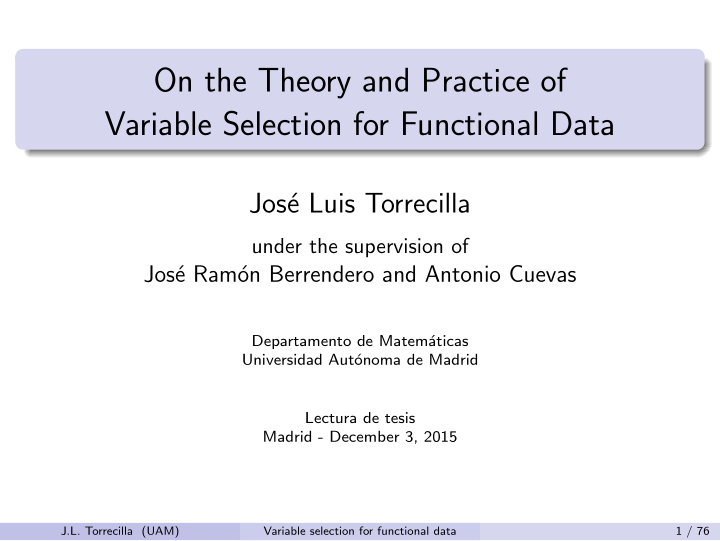 on the theory and practice of variable selection for