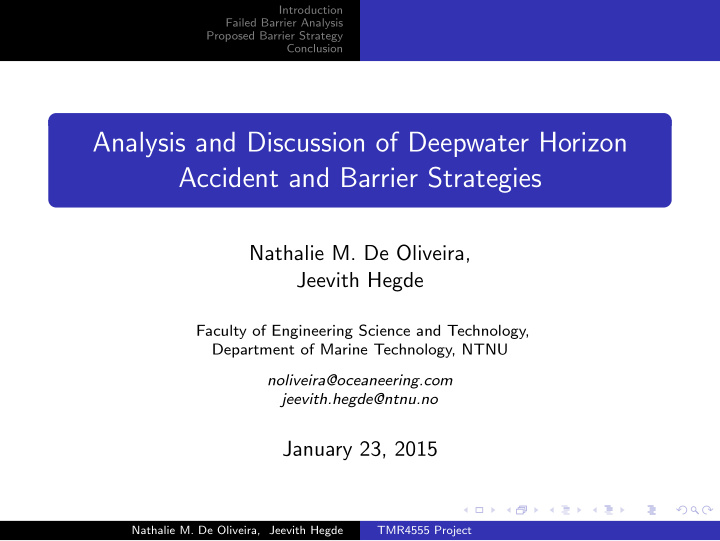 analysis and discussion of deepwater horizon accident and