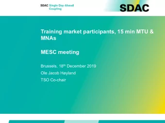 Training market participants, 15 min MTU &amp;  MNAs  MESC meeting Brussels, 18 th December 2019