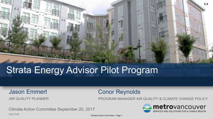 strata energy advisor pilot program