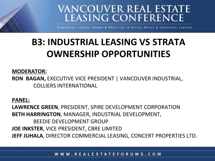 b3 industrial leasing vs strata ownership opportunities