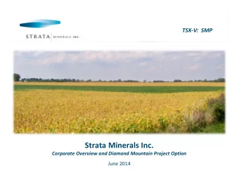 Strata Minerals Inc.  Corporate Overview and Diamond Mountain Project Option  June 2014  Disclaimer