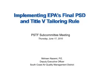 PSTF Subcommittee Meeting
