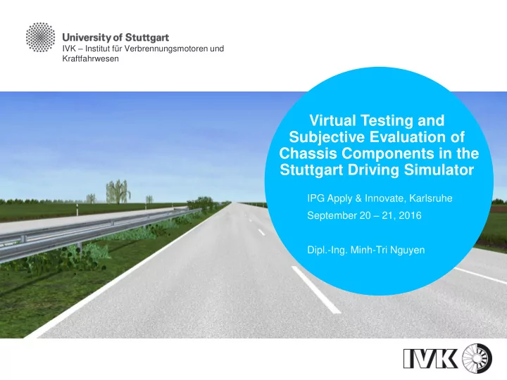 virtual testing and subjective evaluation of chassis