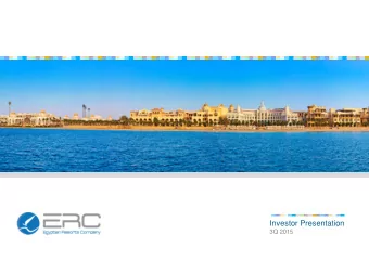 Investor Presentation  3Q 2015  Disclaimer  This presentation is intended for information purposes