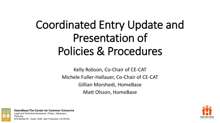 coor oordinated entry u y update and presentation o pr of