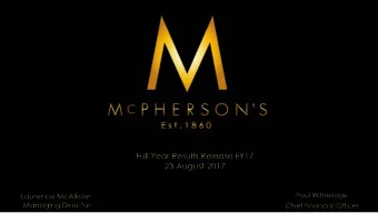 2  3  F  ina nc ia l Upda te  5  Clo sure  o f Impulse  Me rc ha nd ising  Divisio n  10.6%  Re