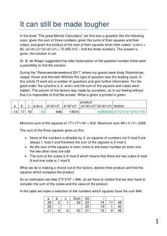 It can still be made tougher  In the book The great Mental Calculators we find also a